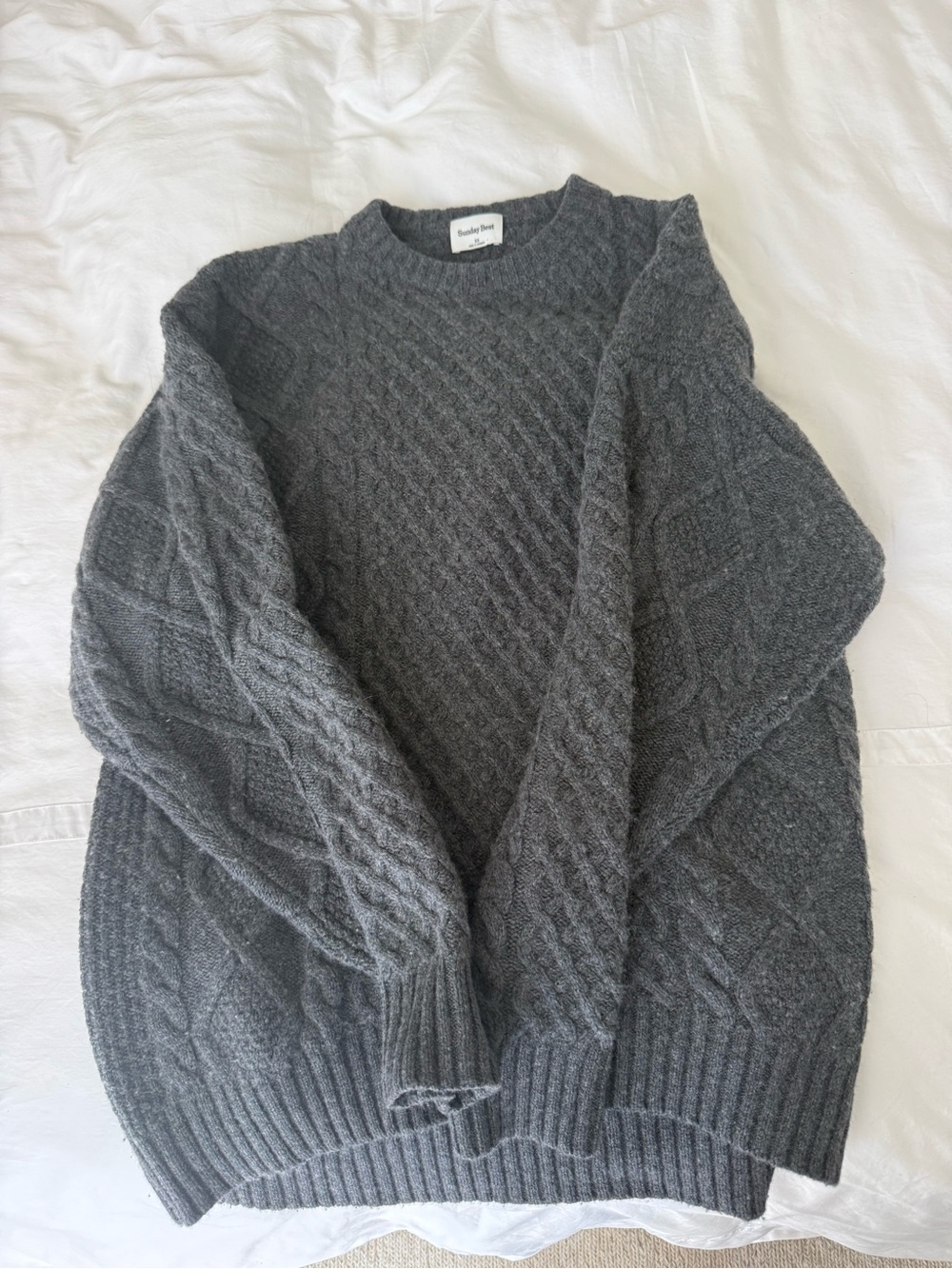 Sunday Best Charcoal Cable-Knit Crewneck Sweater